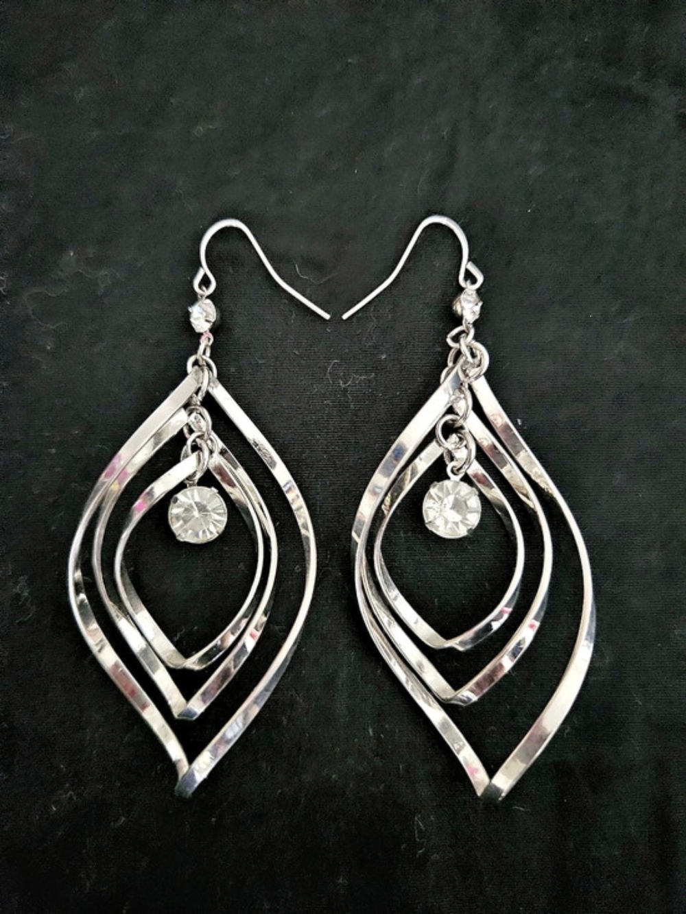Silver-Tone Geometric Dangle Earrings Like New